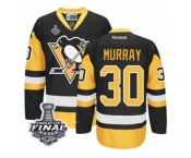 Men's Reebok Pittsburgh Penguins #30 Matt Murray Authentic Black Gold Third 2017 Stanley Cup Final NHL Jersey