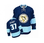 Men's Reebok Pittsburgh Penguins #37 Jeff Zatkoff Authentic Navy Blue Third Vintage NHL Jersey