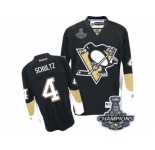 Men's Reebok Pittsburgh Penguins #4 Justin Schultz Premier Black Home 2017 Stanley Cup Champions NHL Jersey