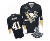 Men's Reebok Pittsburgh Penguins #41 Daniel Sprong Authentic Black Home 2017 Stanley Cup Champions NHL Jersey