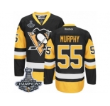 Men's Reebok Pittsburgh Penguins #55 Larry Murphy Premier Black Gold Third 2017 Stanley Cup Champions NHL Jersey