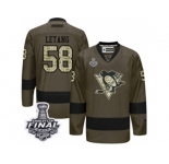 Men's Reebok Pittsburgh Penguins #58 Kris Letang Authentic Green Salute to Service 2017 Stanley Cup Final NHL Jersey