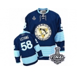 Men's Reebok Pittsburgh Penguins #58 Kris Letang Authentic Navy Blue Third Vintage 2017 Stanley Cup Final NHL Jersey