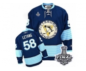 Men's Reebok Pittsburgh Penguins #58 Kris Letang Authentic Navy Blue Third Vintage 2017 Stanley Cup Final NHL Jersey
