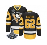 Men's Reebok Pittsburgh Penguins #62 Carl Hagelin Premier Black Gold Third 2017 Stanley Cup Champions NHL Jersey