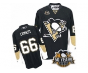 Men's Reebok Pittsburgh Penguins #66 Mario Lemieux Authentic Black Home 50th Anniversary Patch NHL Jersey