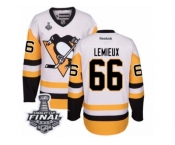 Men's Reebok Pittsburgh Penguins #66 Mario Lemieux Authentic White Away 2017 Stanley Cup Final NHL Jersey