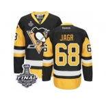 Men's Reebok Pittsburgh Penguins #68 Jaromir Jagr Authentic Black Gold Third 2017 Stanley Cup Final NHL Jersey