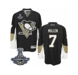 Men's Reebok Pittsburgh Penguins #7 Joe Mullen Authentic Black Home 2017 Stanley Cup Champions NHL Jersey