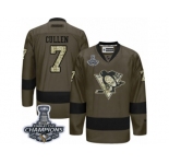 Men's Reebok Pittsburgh Penguins #7 Matt Cullen Premier Green Salute to Service 2017 Stanley Cup Champions NHL Jersey