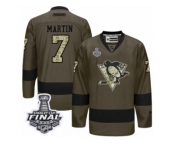 Men's Reebok Pittsburgh Penguins #7 Paul Martin Premier Green Salute to Service 2017 Stanley Cup Final NHL Jersey