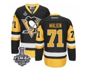 Men's Reebok Pittsburgh Penguins #71 Evgeni Malkin Authentic Black Gold Third 2017 Stanley Cup Final NHL Jersey