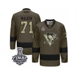 Men's Reebok Pittsburgh Penguins #71 Evgeni Malkin Premier Green Salute to Service 2017 Stanley Cup Final NHL Jersey