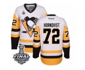 Men's Reebok Pittsburgh Penguins #72 Patric Hornqvist Authentic White Away 2017 Stanley Cup Final NHL Jersey