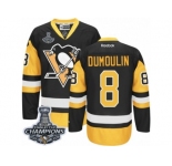 Men's Reebok Pittsburgh Penguins #8 Brian Dumoulin Premier Black Gold Third 2017 Stanley Cup Champions NHL Jersey