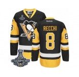 Men's Reebok Pittsburgh Penguins #8 Mark Recchi Premier Black Gold Third 2017 Stanley Cup Champions NHL Jersey