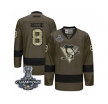 Men's Reebok Pittsburgh Penguins #8 Mark Recchi Premier Green Salute to Service 2017 Stanley Cup Champions NHL Jersey