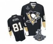 Men's Reebok Pittsburgh Penguins #81 Phil Kessel Premier Black Home 2017 Stanley Cup Champions NHL Jersey