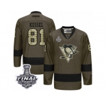Men's Reebok Pittsburgh Penguins #81 Phil Kessel Premier Green Salute to Service 2017 Stanley Cup Final NHL Jersey