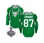 Men's Reebok Pittsburgh Penguins #87 Sidney Crosby Premier Green Practice 2017 Stanley Cup Final NHL Jersey