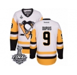 Men's Reebok Pittsburgh Penguins #9 Pascal Dupuis Authentic White Away 2017 Stanley Cup Final NHL Jersey