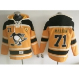 Pittsburgh Penguins #71 Evgeni Malkin Gold Sawyer Hooded Sweatshirt Stitched NHL Jersey