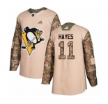 Youth Adidas Pittsburgh Penguins #11 Jimmy Hayes Authentic Camo Veterans Day Practice NHL Jersey