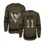 Youth Adidas Pittsburgh Penguins #11 Jimmy Hayes Authentic Green Salute to Service NHL Jersey