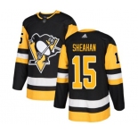 Youth Adidas Pittsburgh Penguins #15 Riley Sheahan Authentic Black Home NHL Jersey