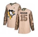 Youth Adidas Pittsburgh Penguins #15 Riley Sheahan Authentic Camo Veterans Day Practice NHL Jersey