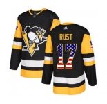 Youth Adidas Pittsburgh Penguins #17 Bryan Rust Authentic Black USA Flag Fashion NHL Jersey