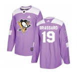 Youth Adidas Pittsburgh Penguins #19 Derick Brassard Authentic Purple Fights Cancer Practice NHL Jersey