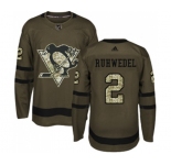 Youth Adidas Pittsburgh Penguins #2 Chad Ruhwedel Authentic Green Salute to Service NHL Jersey