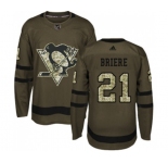 Youth Adidas Pittsburgh Penguins #21 Michel Briere Authentic Green Salute to Service NHL Jersey