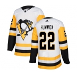 Youth Adidas Pittsburgh Penguins #22 Matt Hunwick Authentic White Away NHL Jersey
