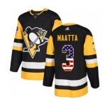 Youth Adidas Pittsburgh Penguins #3 Olli Maatta Authentic Black USA Flag Fashion NHL Jersey
