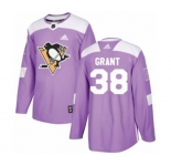 Youth Adidas Pittsburgh Penguins #38 Derek Grant Authentic Purple Fights Cancer Practice NHL Jersey