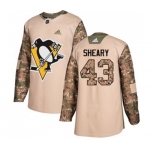 Youth Adidas Pittsburgh Penguins #43 Conor Sheary Authentic Camo Veterans Day Practice NHL Jersey