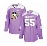 Youth Adidas Pittsburgh Penguins #55 Larry Murphy Authentic Purple Fights Cancer Practice NHL Jersey