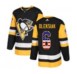 Youth Adidas Pittsburgh Penguins #6 Jamie Oleksiak Authentic Black USA Flag Fashion NHL Jersey