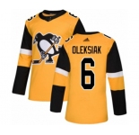 Youth Adidas Pittsburgh Penguins #6 Jamie Oleksiak Authentic Gold Alternate NHL Jersey