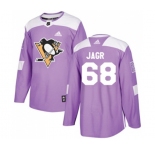 Youth Adidas Pittsburgh Penguins #68 Jaromir Jagr Authentic Purple Fights Cancer Practice NHL Jersey
