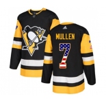 Youth Adidas Pittsburgh Penguins #7 Joe Mullen Authentic Black USA Flag Fashion NHL Jersey