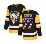 Youth Adidas Pittsburgh Penguins #77 Paul Coffey Authentic Black USA Flag Fashion NHL Jersey