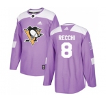 Youth Adidas Pittsburgh Penguins #8 Mark Recchi Authentic Purple Fights Cancer Practice NHL Jersey