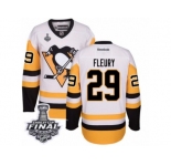 Youth Reebok Pittsburgh Penguins #29 Marc-Andre Fleury Authentic White Away 2017 Stanley Cup Final NHL Jersey