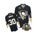 Youth Reebok Pittsburgh Penguins #30 Matt Murray Authentic Black Home 50th Anniversary Patch NHL Jersey