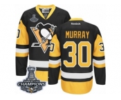 Youth Reebok Pittsburgh Penguins #30 Matt Murray Premier Black Gold Third 2017 Stanley Cup Champions NHL Jersey