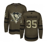 Youth Reebok Pittsburgh Penguins #35 Tom Barrasso Authentic Green Salute to Service NHL Jersey