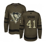 Youth Reebok Pittsburgh Penguins #41 Daniel Sprong Authentic Green Salute to Service NHL Jersey